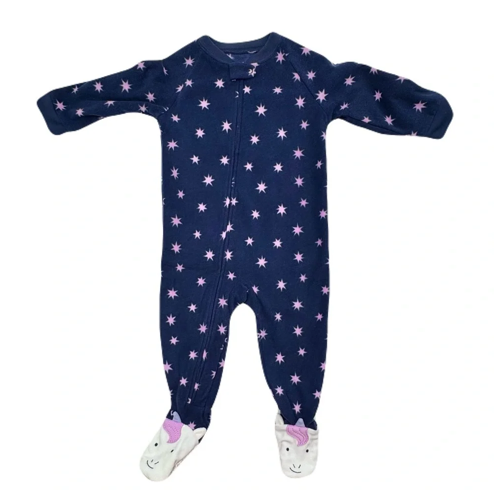 NWOT Carter’s Child of Mine Fleece Purple Unicorn Non-Slip Footie Pajamas 18M